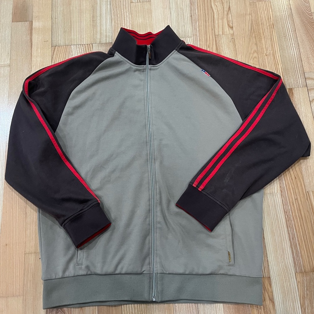 Vintage Quiksilver Red and Gray Track Jacket